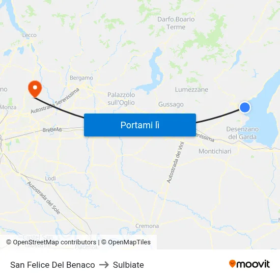 San Felice Del Benaco to Sulbiate map