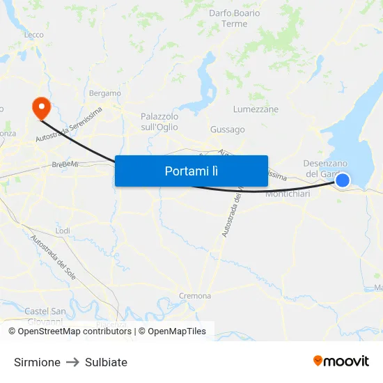 Sirmione to Sulbiate map
