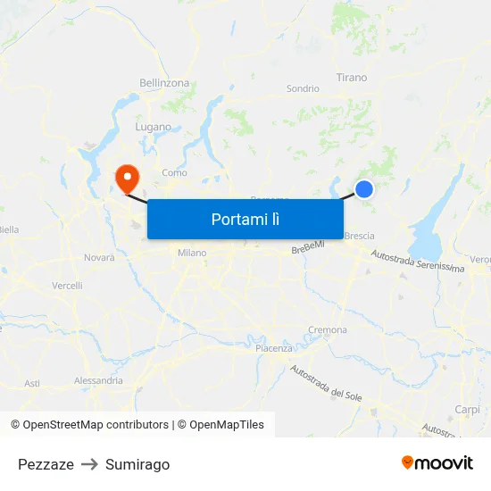 Pezzaze to Sumirago map
