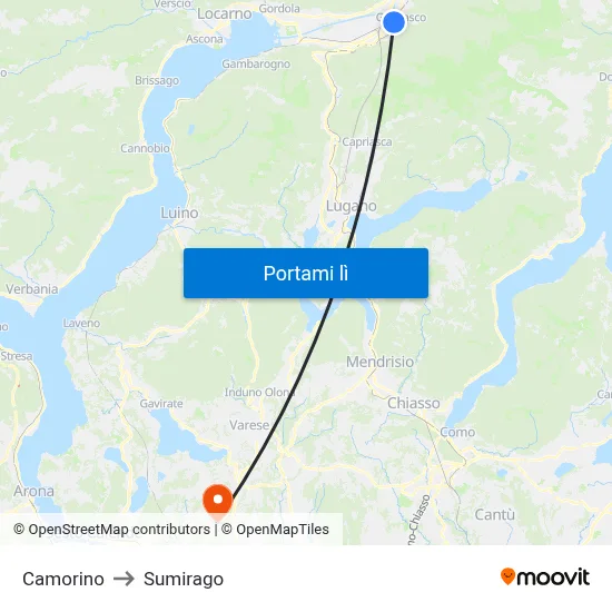 Camorino to Sumirago map