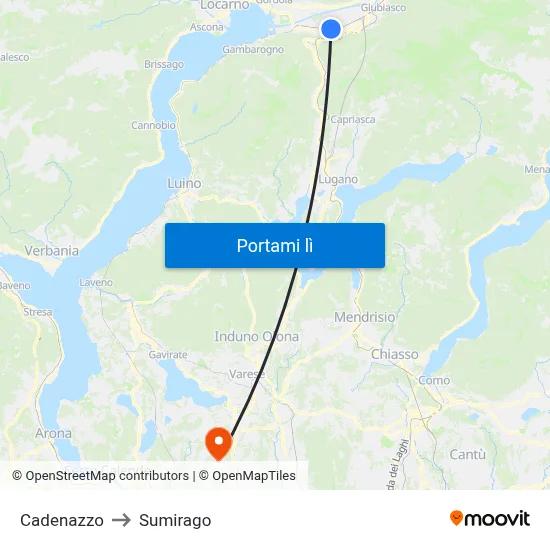 Cadenazzo to Sumirago map