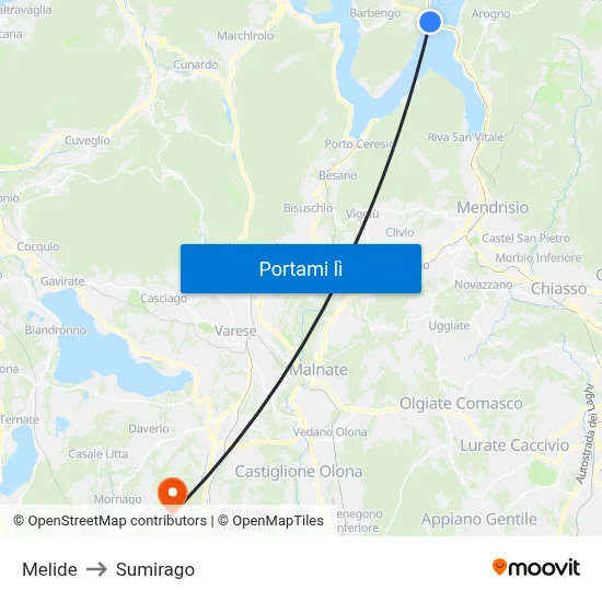 Melide to Sumirago map