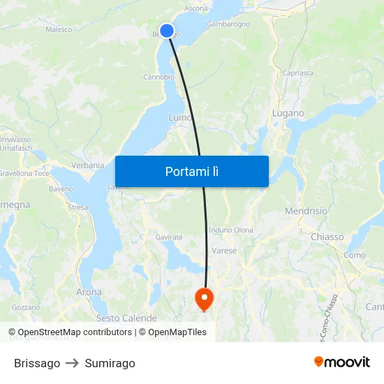 Brissago to Sumirago map
