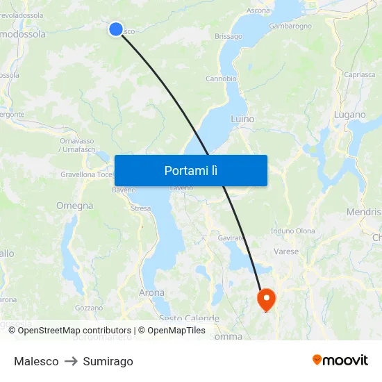 Malesco to Sumirago map