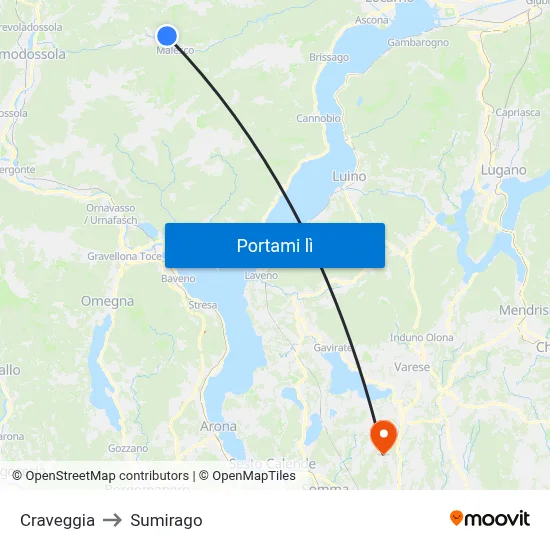 Craveggia to Sumirago map