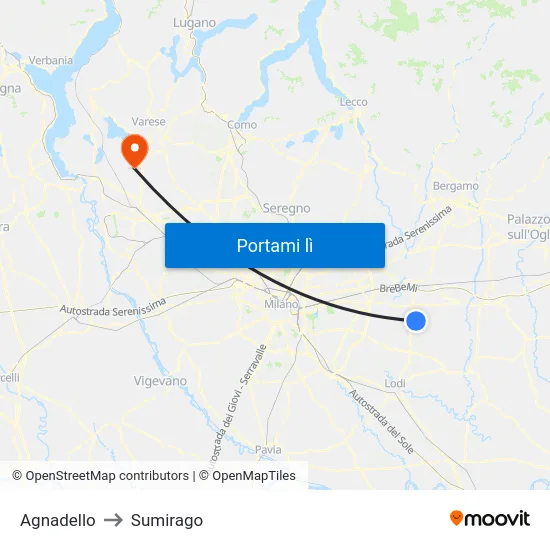 Agnadello to Sumirago map