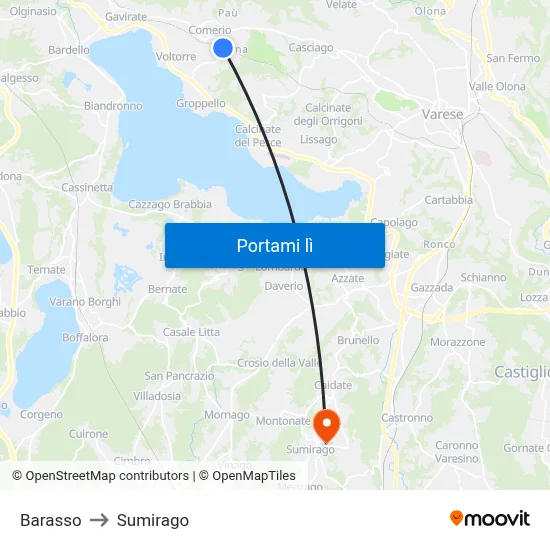 Barasso to Sumirago map