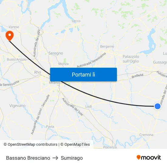Bassano Bresciano to Sumirago map