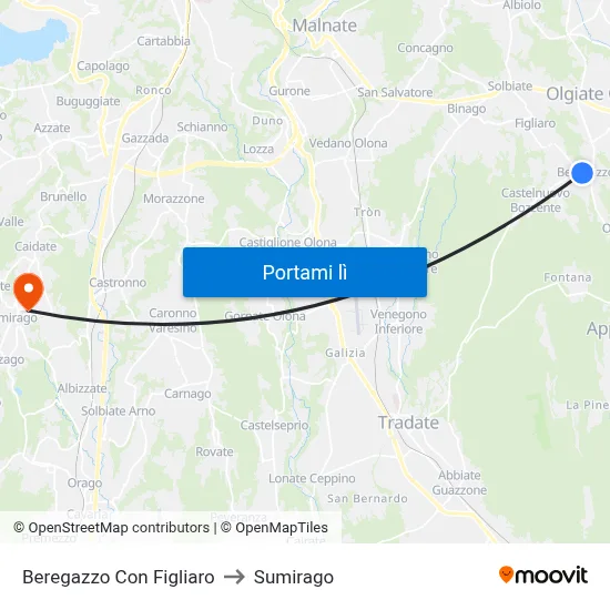 Beregazzo Con Figliaro to Sumirago map