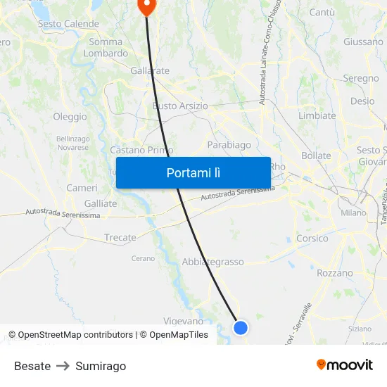 Besate to Sumirago map