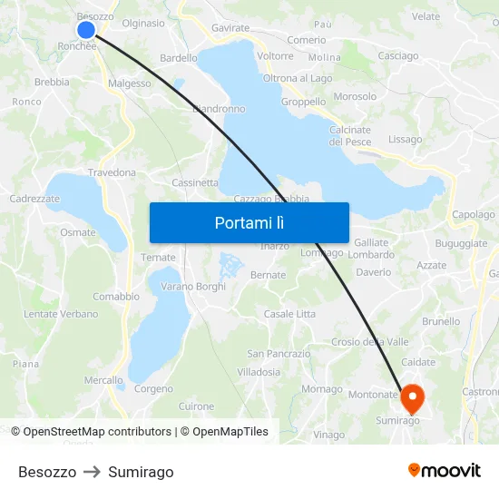 Besozzo to Sumirago map