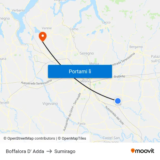 Boffalora D' Adda to Sumirago map