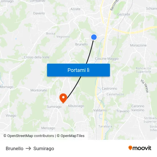 Brunello to Sumirago map