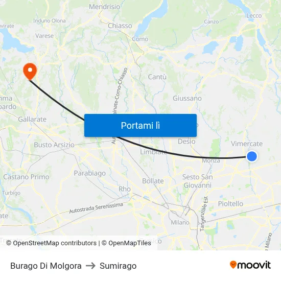 Burago Di Molgora to Sumirago map
