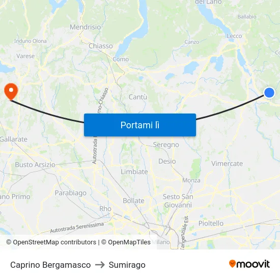 Caprino Bergamasco to Sumirago map