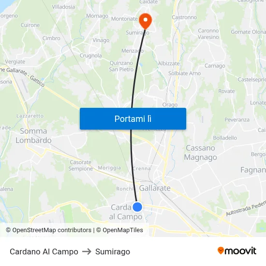 Cardano Al Campo to Sumirago map