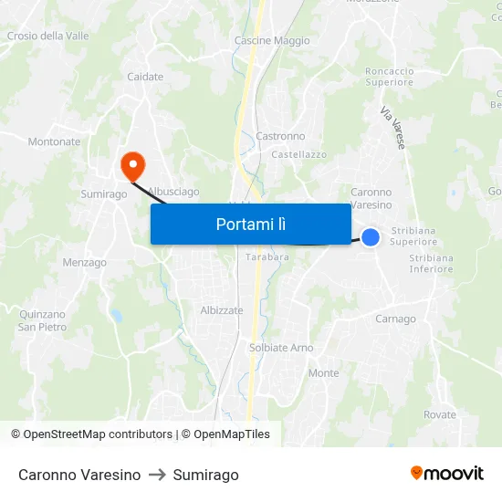 Caronno Varesino to Sumirago map