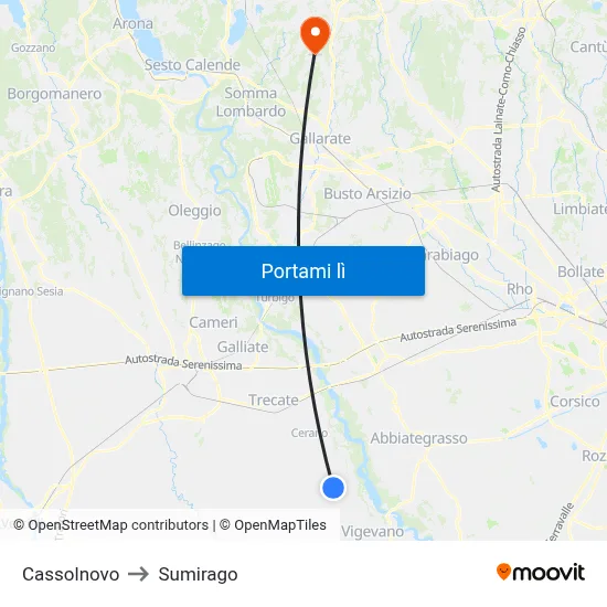 Cassolnovo to Sumirago map