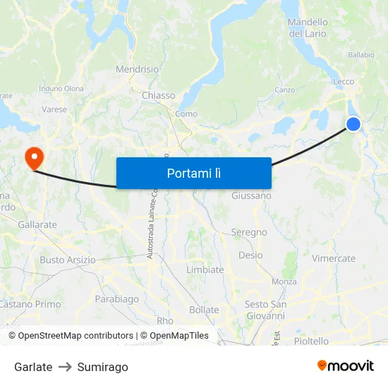 Garlate to Sumirago map