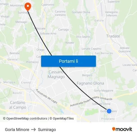 Gorla Minore to Sumirago map