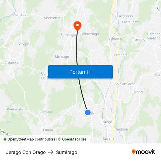 Jerago Con Orago to Sumirago map