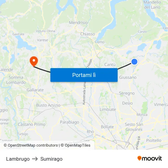 Lambrugo to Sumirago map