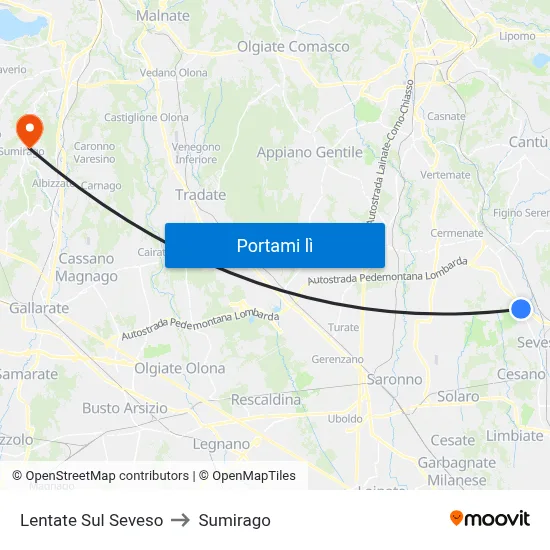 Lentate Sul Seveso to Sumirago map