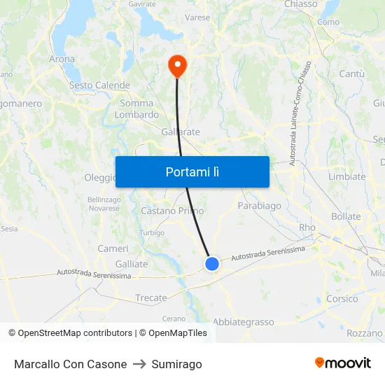 Marcallo Con Casone to Sumirago map