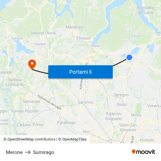Merone to Sumirago map