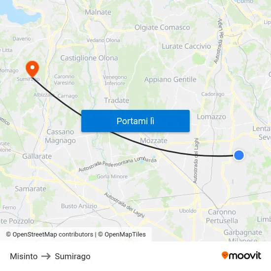 Misinto to Sumirago map