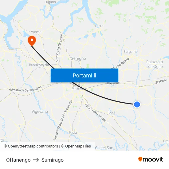 Offanengo to Sumirago map