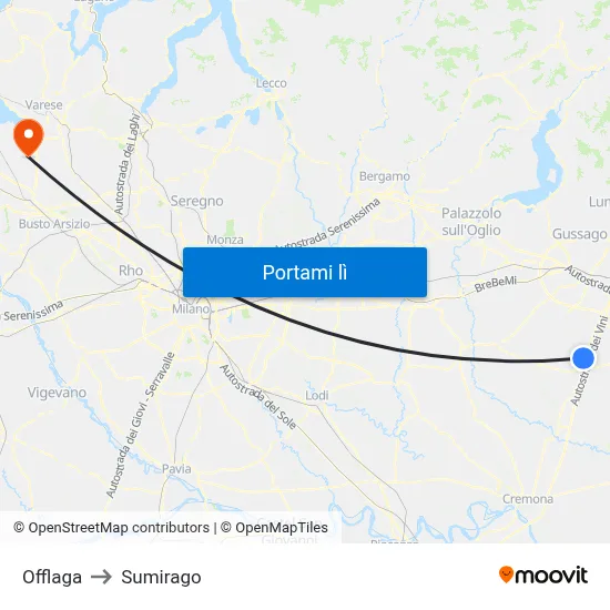 Offlaga to Sumirago map