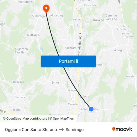 Oggiona Con Santo Stefano to Sumirago map
