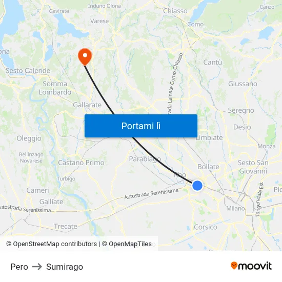 Pero to Sumirago map