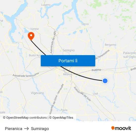 Pieranica to Sumirago map