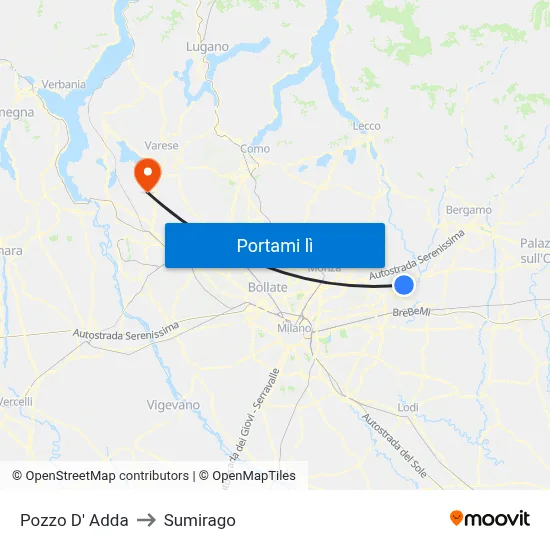 Pozzo D' Adda to Sumirago map
