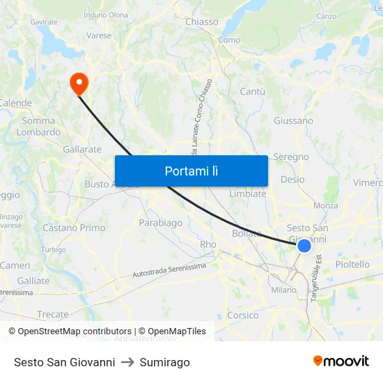 Sesto San Giovanni to Sumirago map