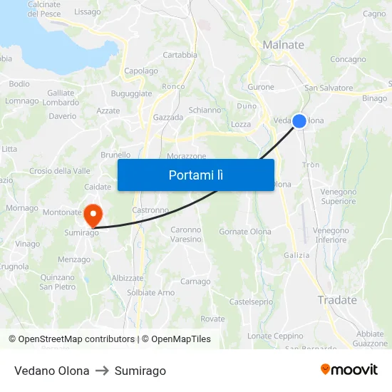 Vedano Olona to Sumirago map