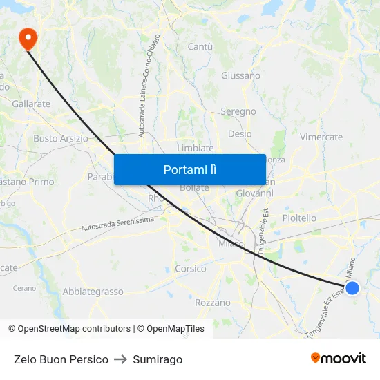 Zelo Buon Persico to Sumirago map