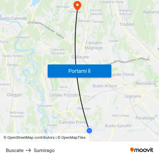 Buscate to Sumirago map