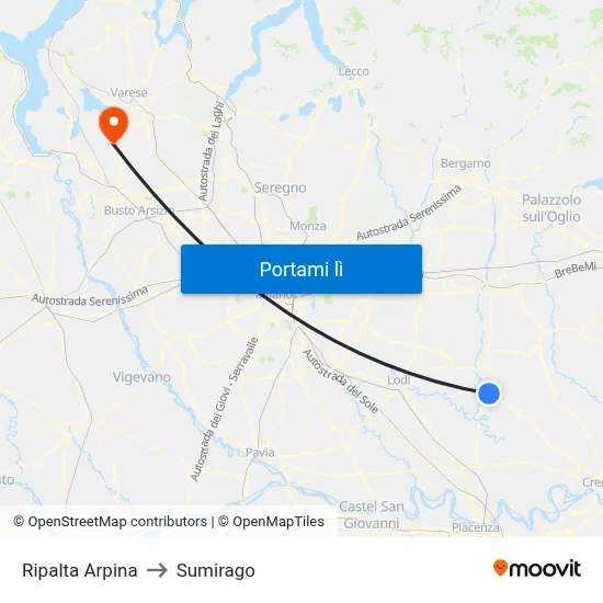Ripalta Arpina to Sumirago map