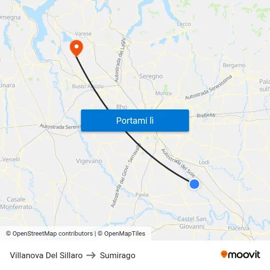 Villanova Del Sillaro to Sumirago map