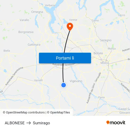 ALBONESE to Sumirago map