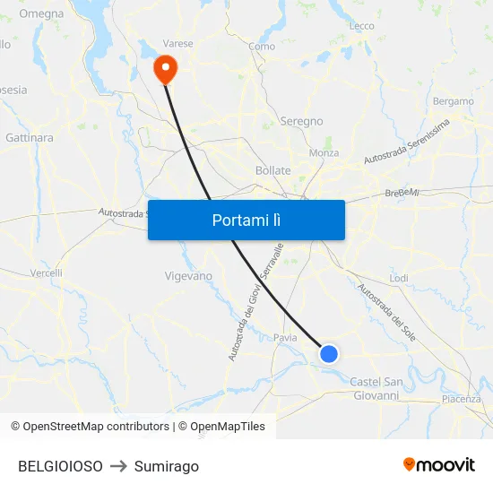 BELGIOIOSO to Sumirago map