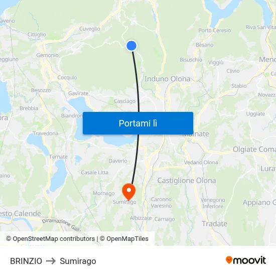 BRINZIO to Sumirago map