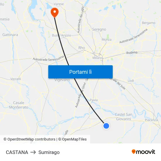 CASTANA to Sumirago map
