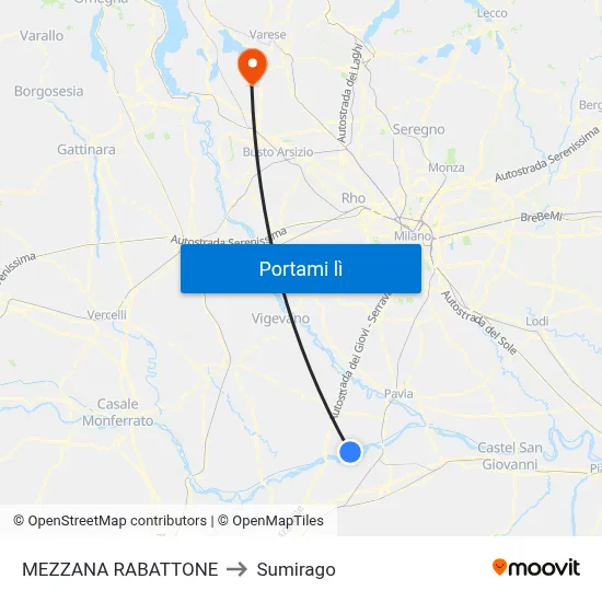 MEZZANA RABATTONE to Sumirago map