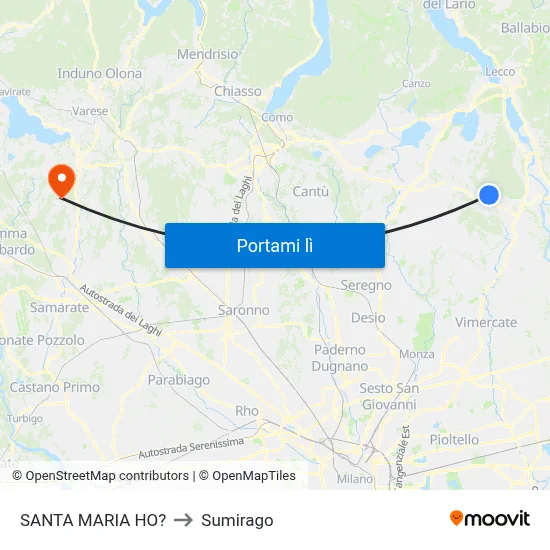 SANTA MARIA HO? to Sumirago map