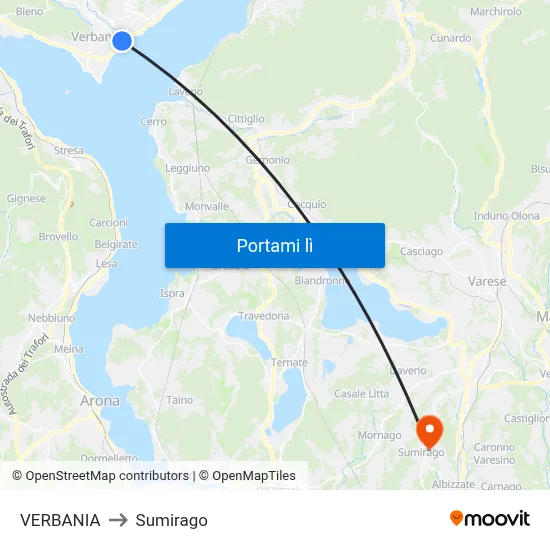 VERBANIA to Sumirago map