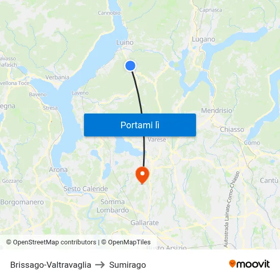 Brissago-Valtravaglia to Sumirago map
